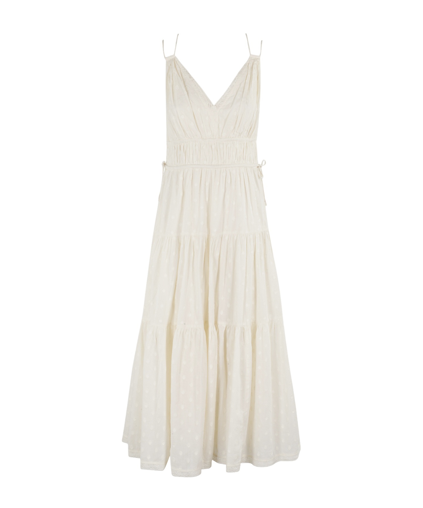 Ulla Johnson Freya Circle Jacquard Tiered Cotton Dress In White