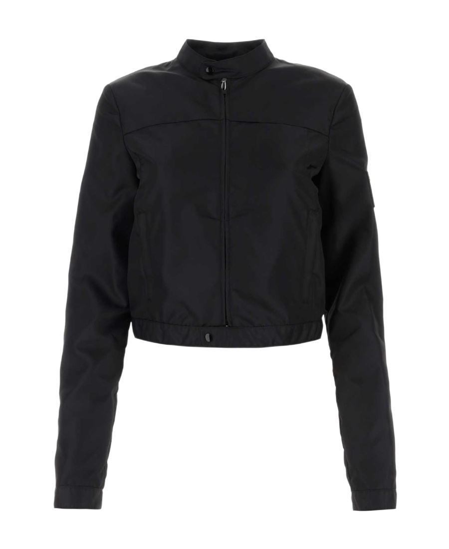 Mm6 Maison Margiela Logo-patch Cropped Jacket In Black