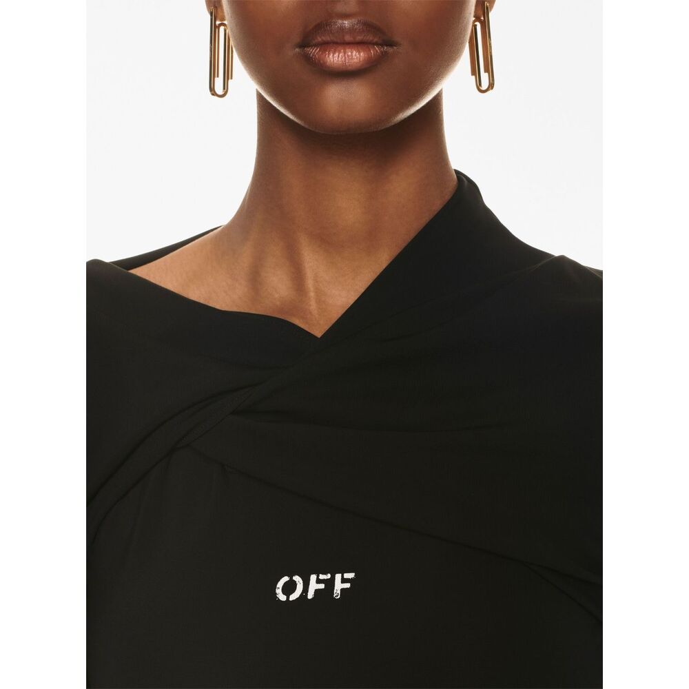 OFF-WHITE OFF-WHITE OFF STAMP TWIST DETAILED LONG-SLEEVED DRESS