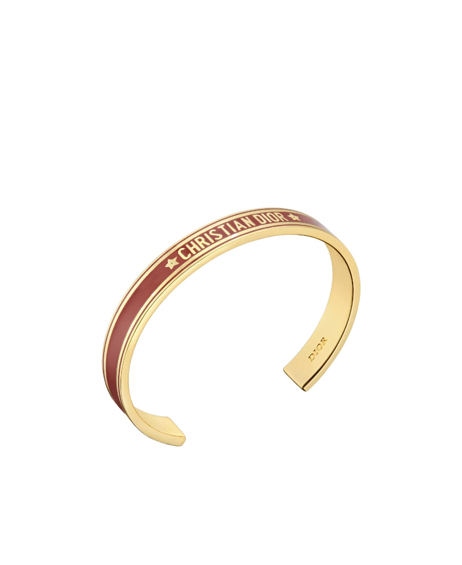 Dior Code Logo C-shaped Bracelet In Yellow