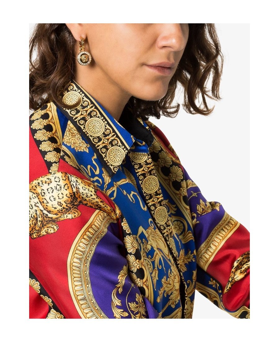 Versace Greca And Medusa Drop Earrings In Yellow