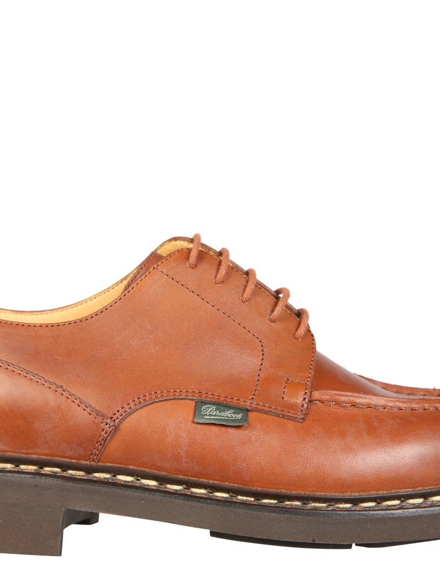 Paraboot Exposed-stitched Leather Shoes In Brown