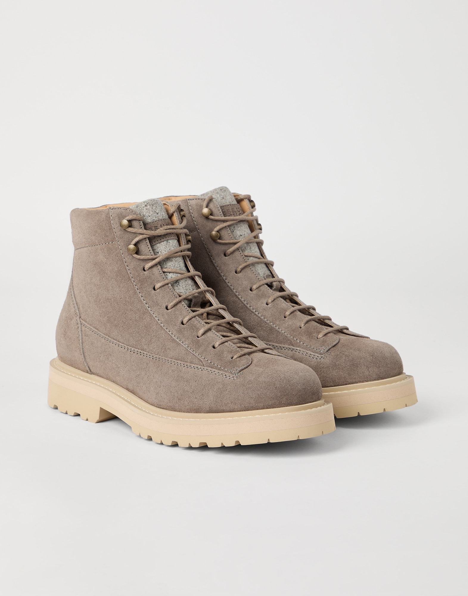 Brunello Cucinelli Lace-up Suede Boots In Brown