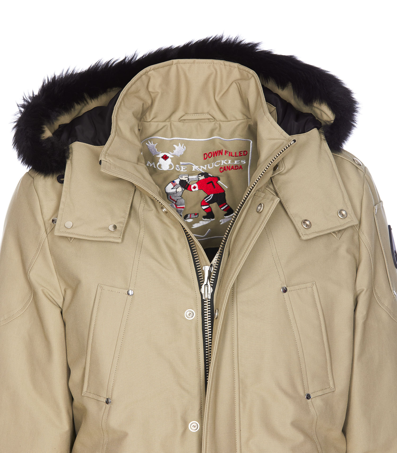 Moose Knuckles Long-sleeved Down Jacket In Nude