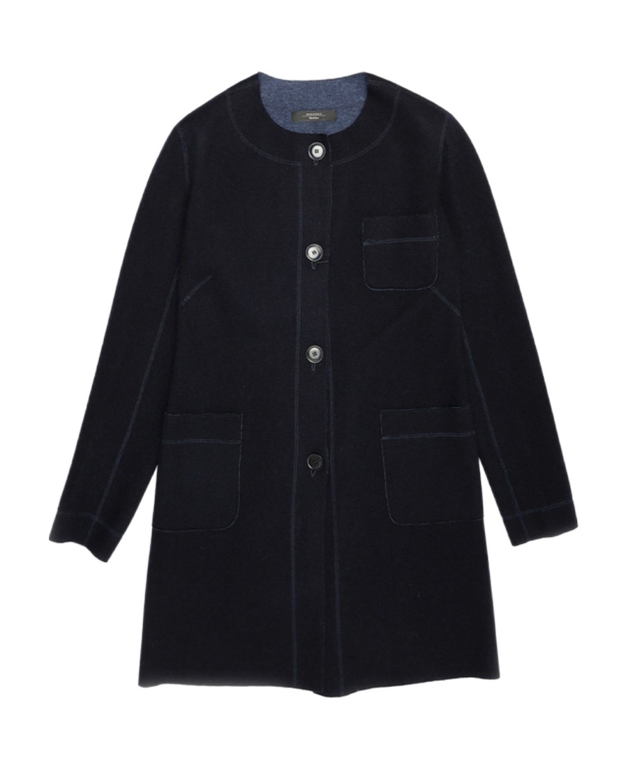 Weekend Max Mara Round-necked Coat In Black