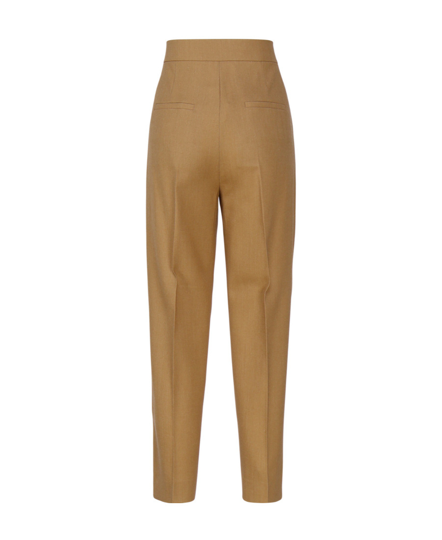 Max Mara Cropped Tapered Wool-blend Trousers In Brown