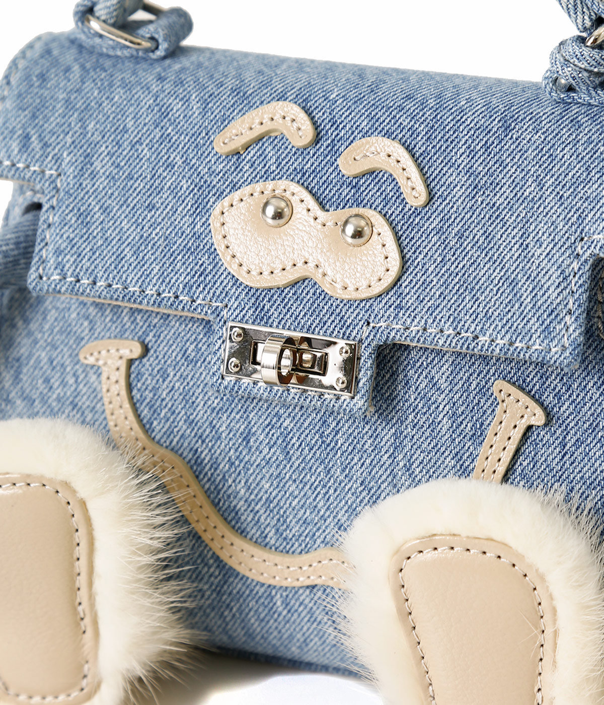 Readymade Denim Faux-fur Tote Bag In Nude
