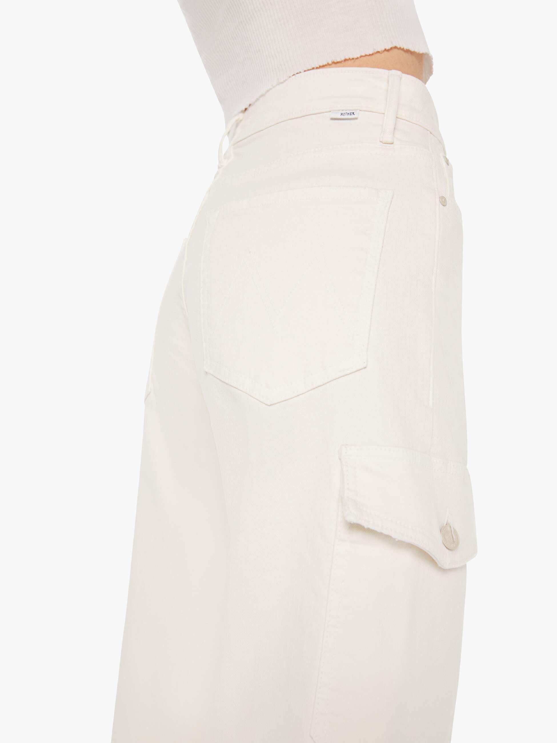 Mother Twister Skimp High-rise Pants Flared Leg Pants In Cream Puffs In White