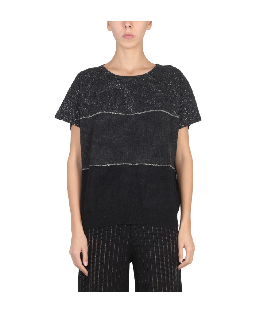Fabiana Filippi Striped Wool T-shirt In Black