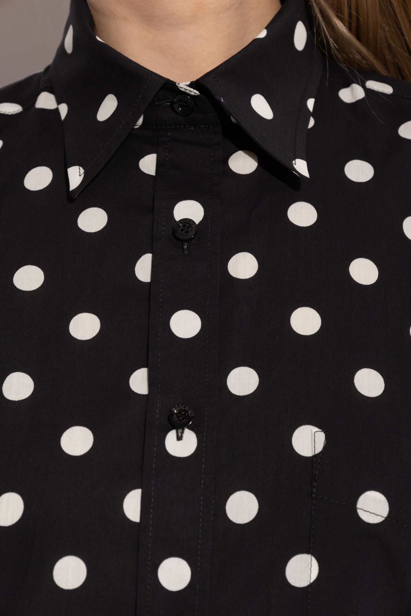 Shop Moschino Polka Dot Shirt In Black