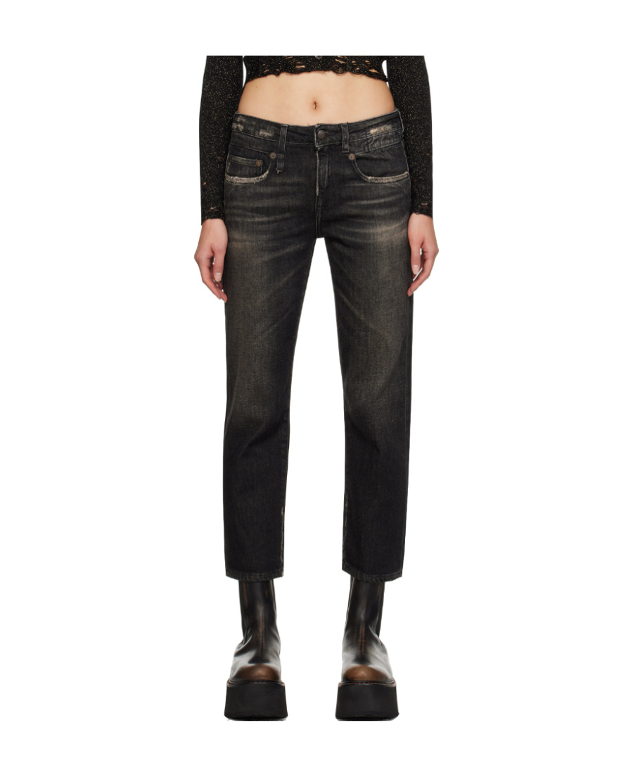 R13 Logo Logo Denim Trousers In Black