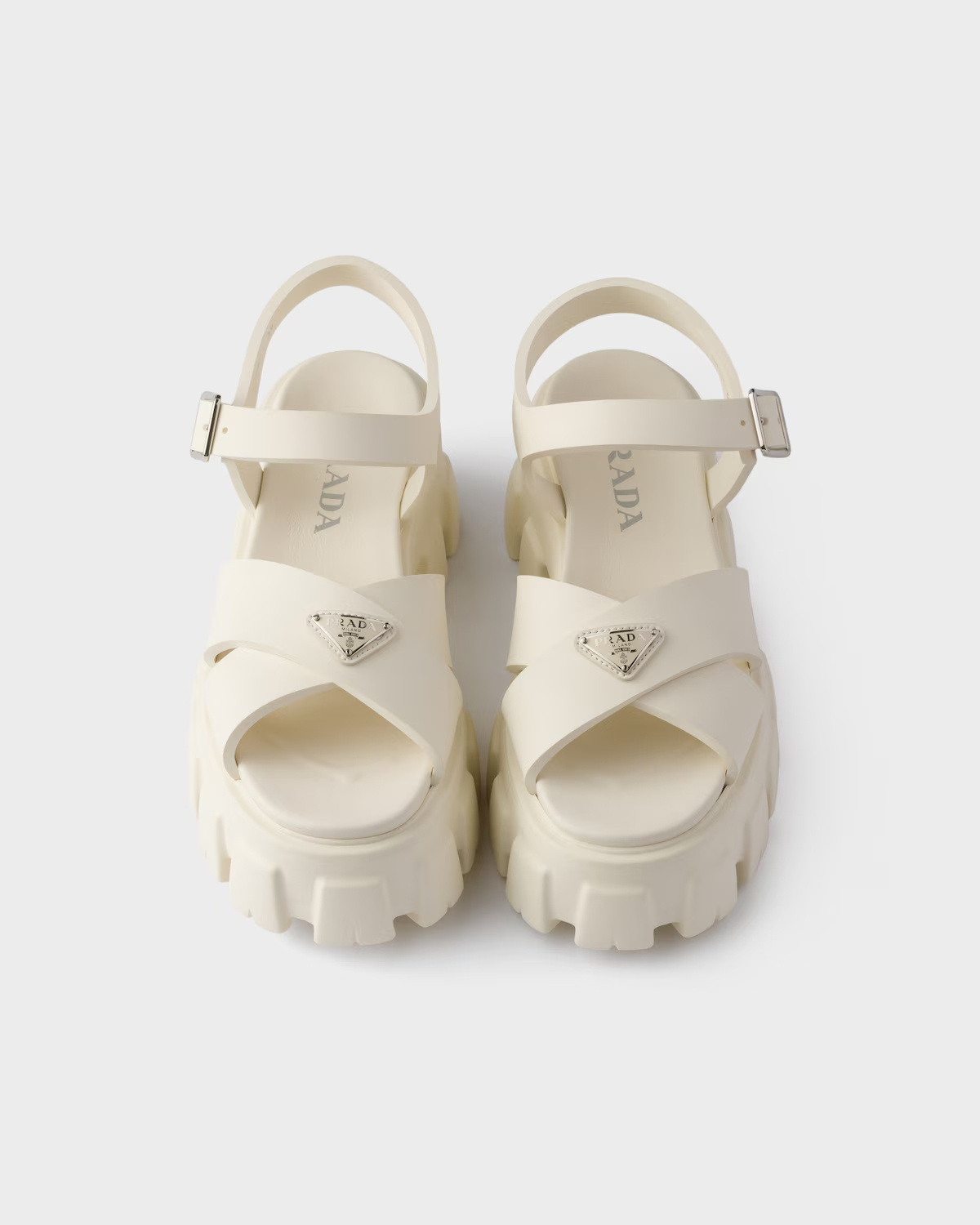 Prada Monolith Rubber Sandals In White
