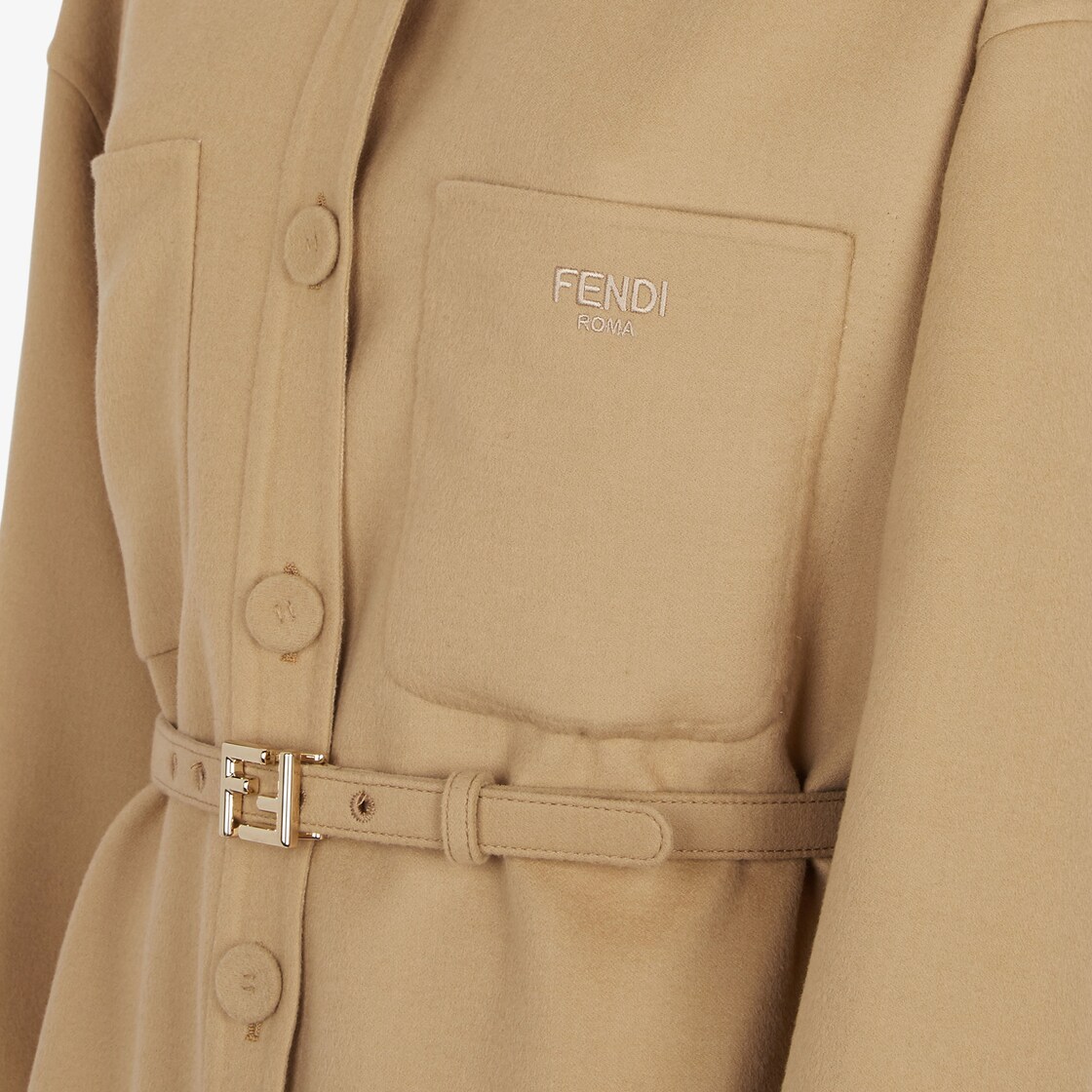 Fendi Go-to Jacket In Lana Beige In Nude