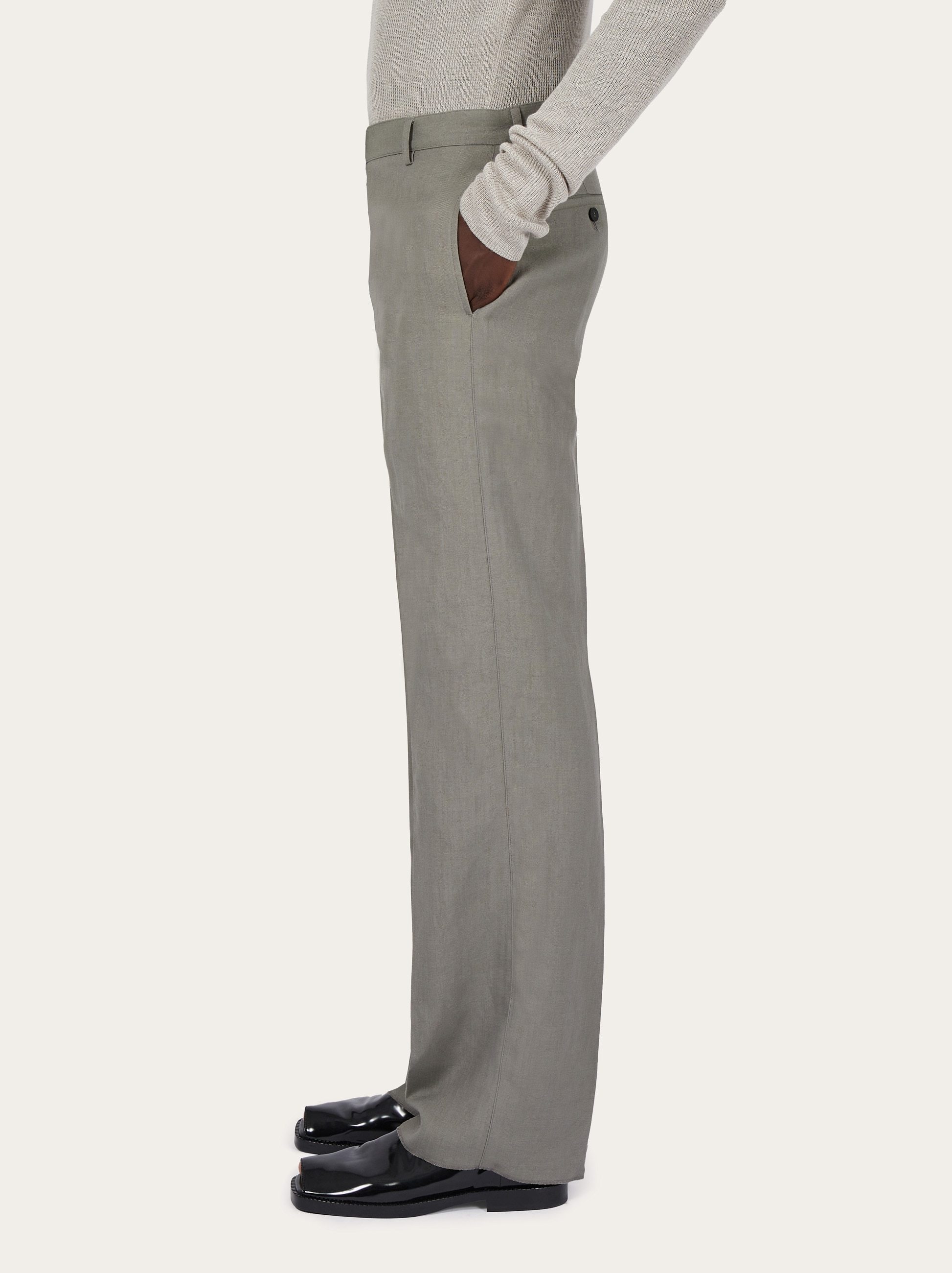 Ferragamo Straight-leg Tailored Trousers In Gray