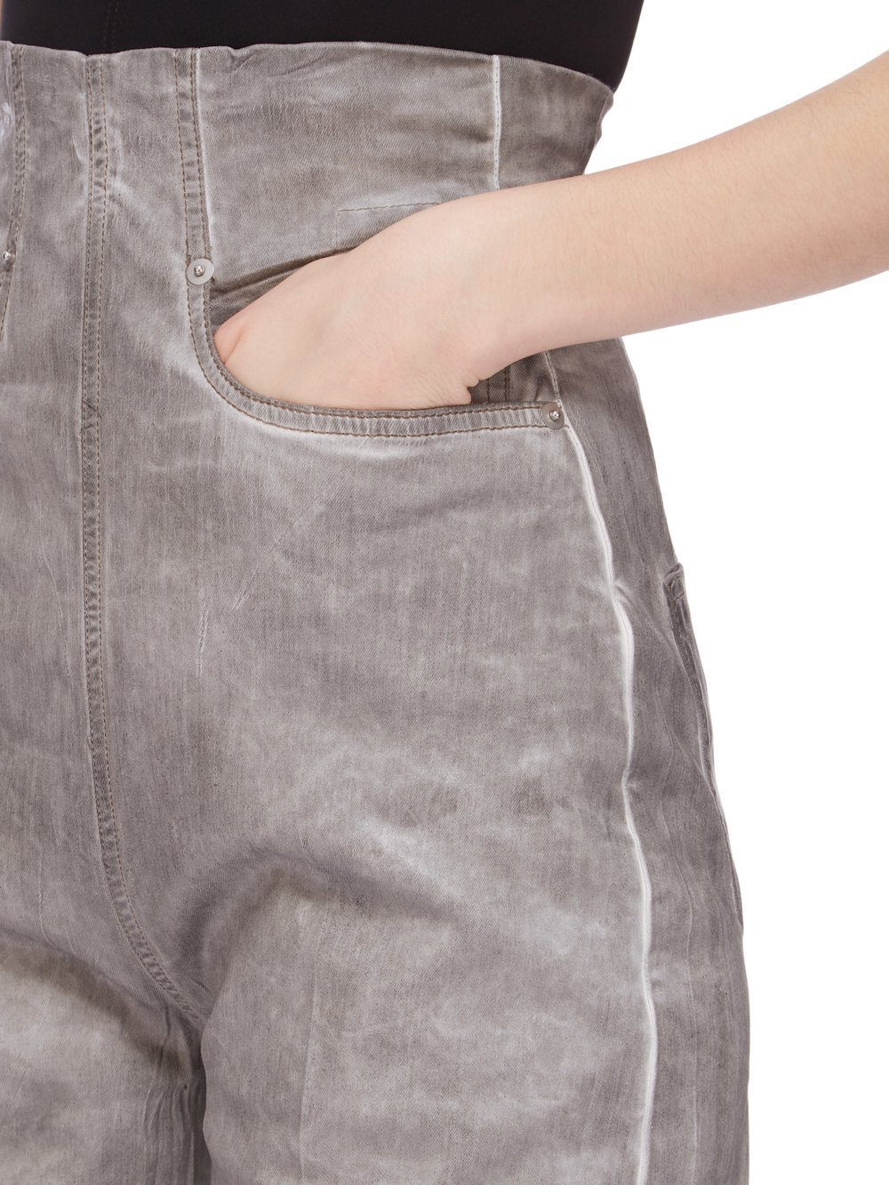 Rick Owens Drkshdw Pearl Foil Stretch Jeans In Gray