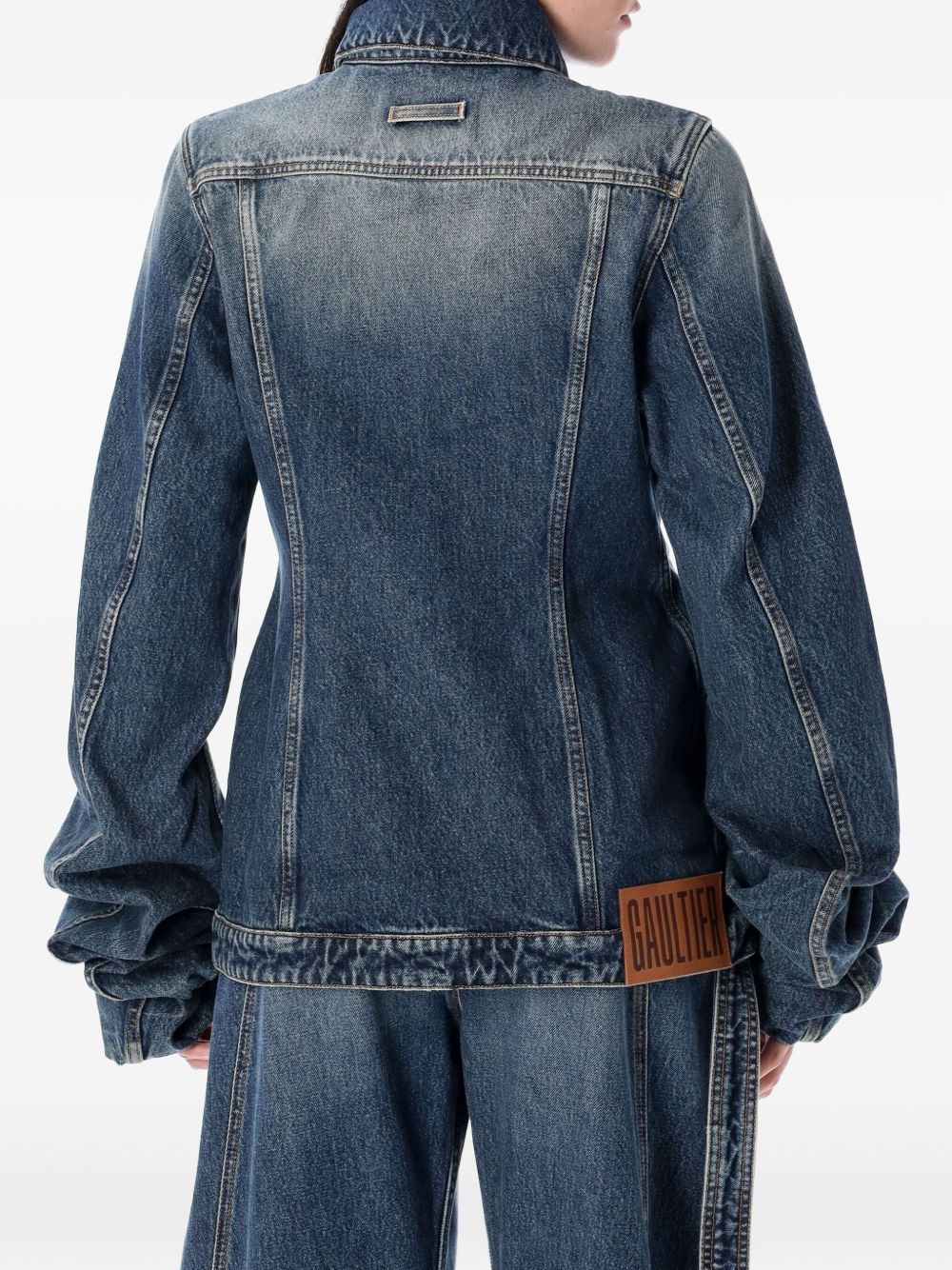 Jean Paul Gaultier Structured Blazer With Balloon Sleeves And Pockets In Blue