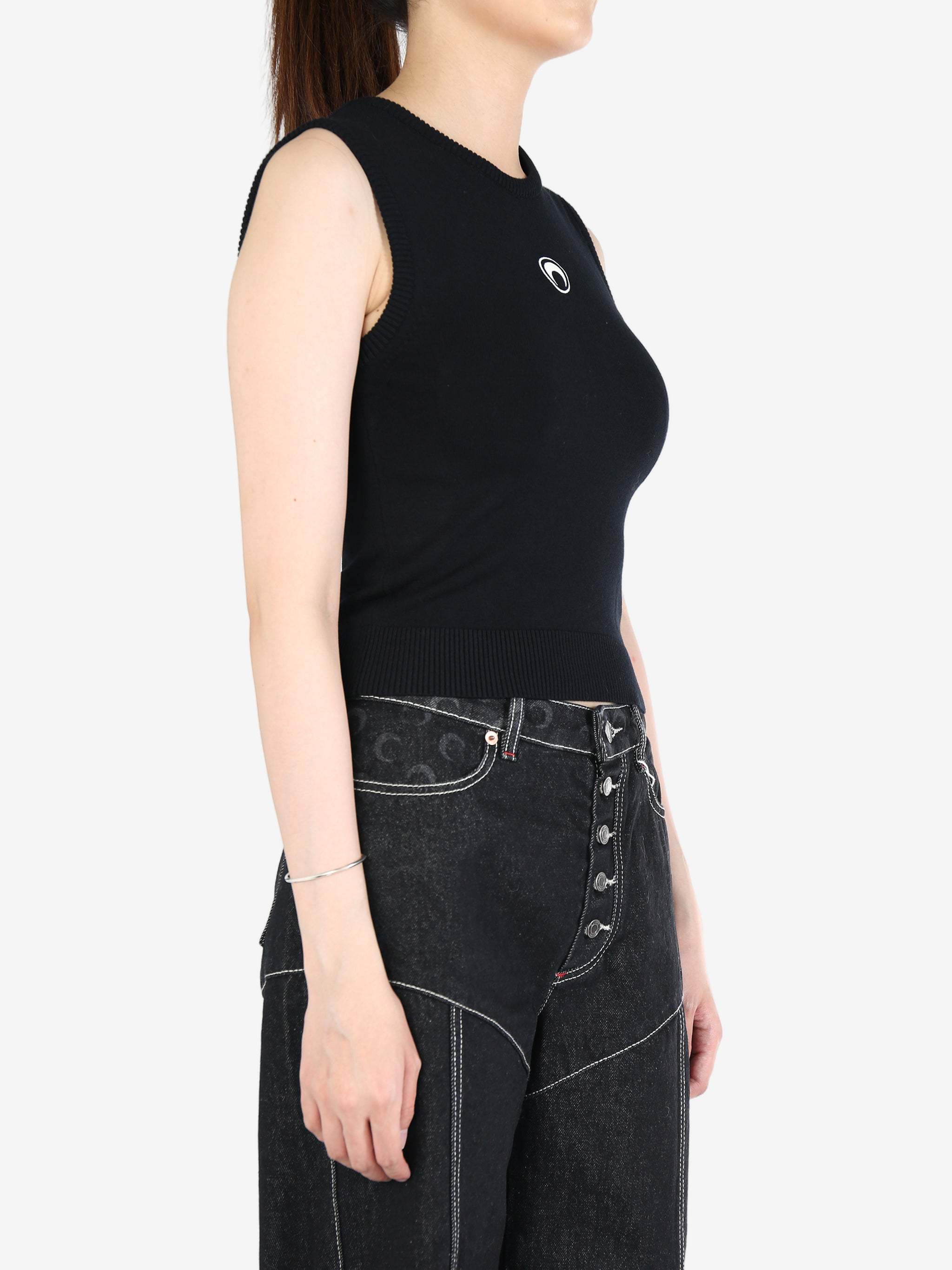 Marine Serre Black Moon Logo Vest In Black