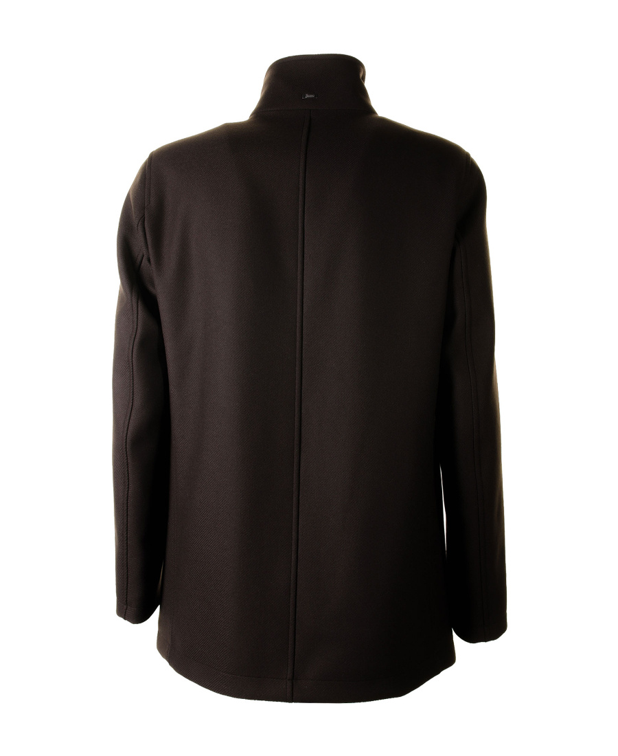Herno Double-breasted High Neck Jacket In Black