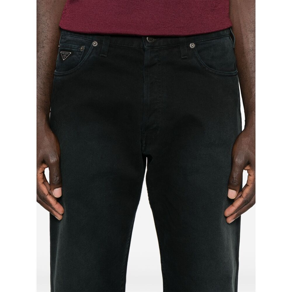 Prada Mens Black Straight-leg Regular Denim Jeans In Black