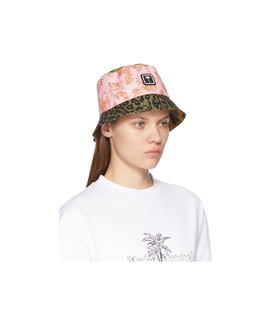 Palm Angels Mixed-print Bucket Hat In White