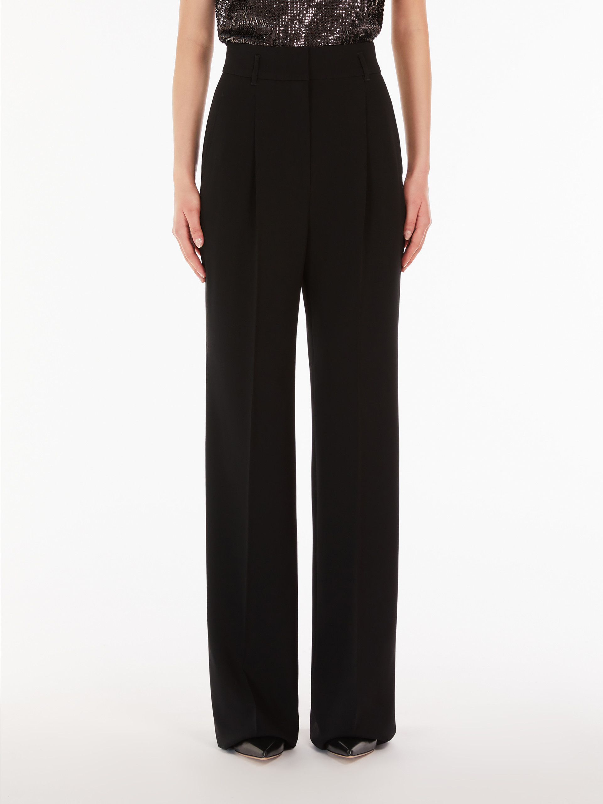 Max Mara Wide Belt Loop Casual Pants In Black