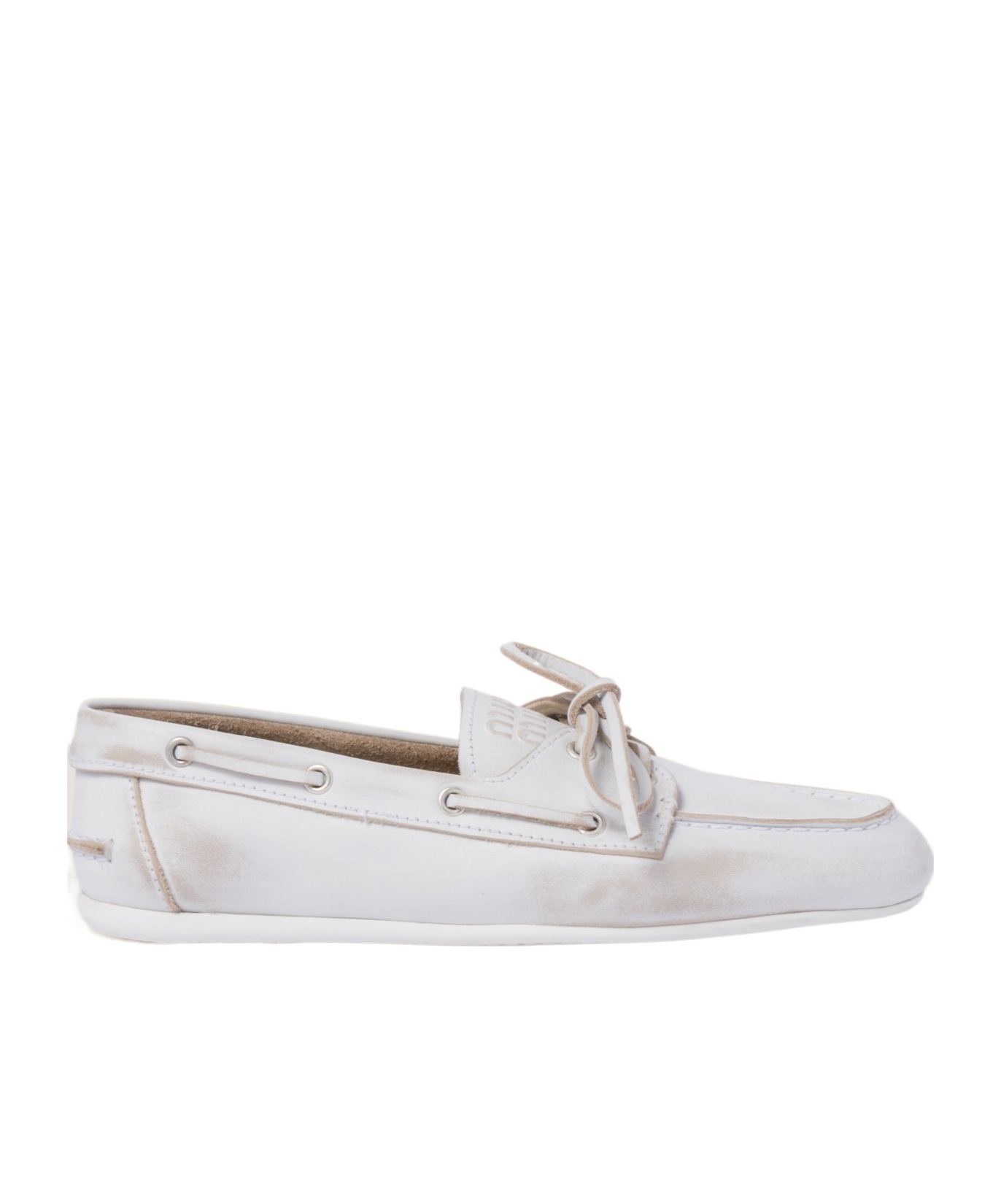 Miu Miu Boat Shoe In White