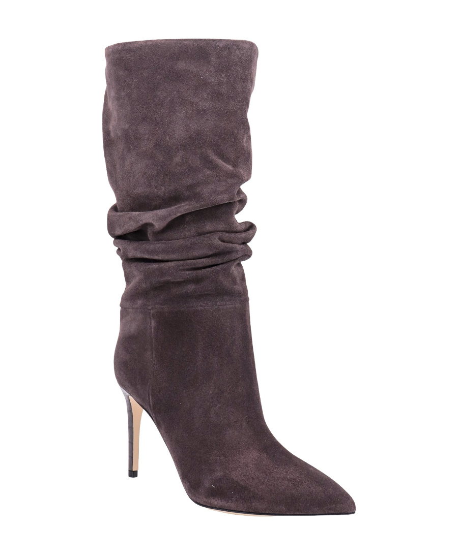 Paris Texas Slouchy 85 Grey Suede Boots In Black