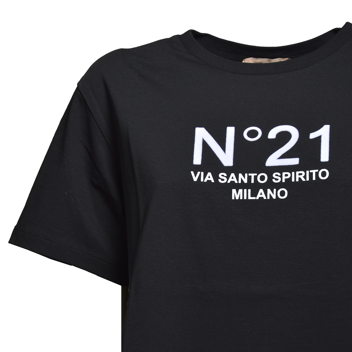 N°21 T-shirt With Round Neck And Short Sleeves In Black