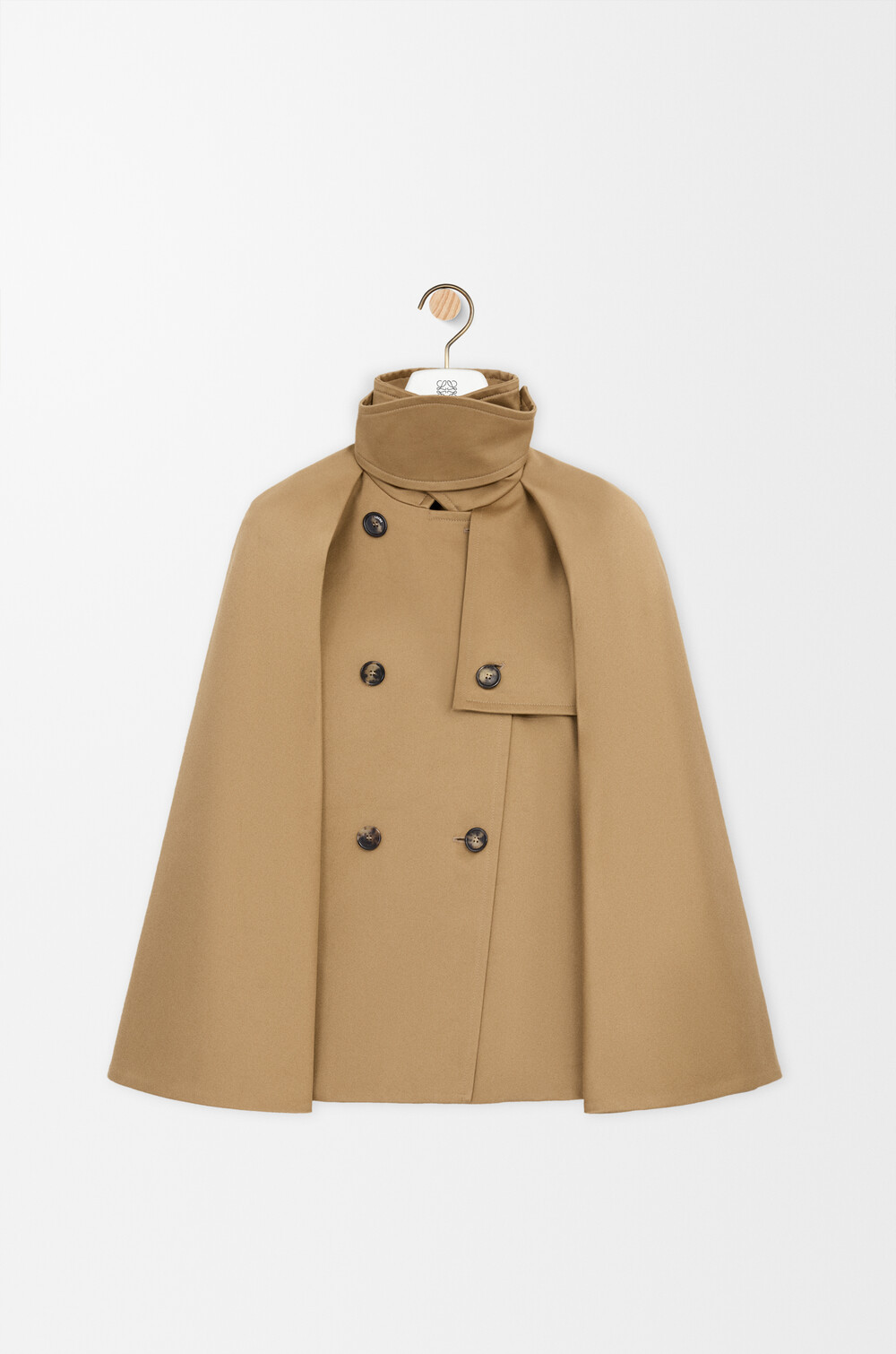 Loewe Double-breasted High-neck Coat In Brown