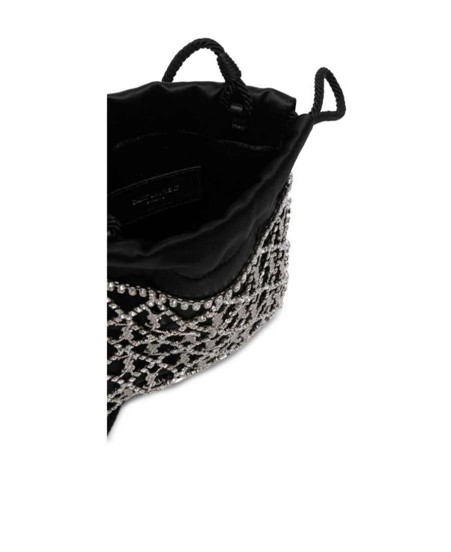 Saint Laurent Crystal-embellished Drawstring Mini Bag In Black
