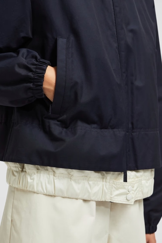 Shop Moncler Janze Hooded Twill Short Down Jacket In Blue