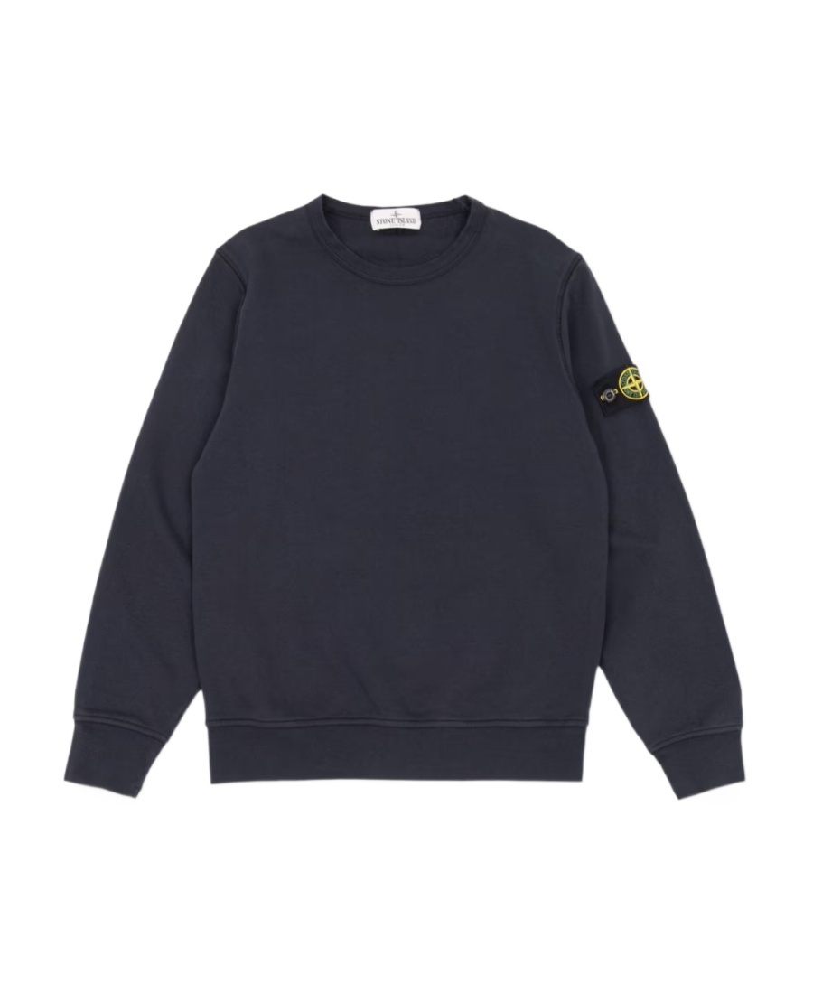 Stone Island Compass-badge Cotton Sweatshirt In Blue