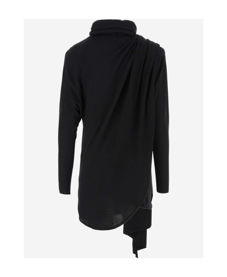 Saint Laurent Hooded Wool Dress In Black