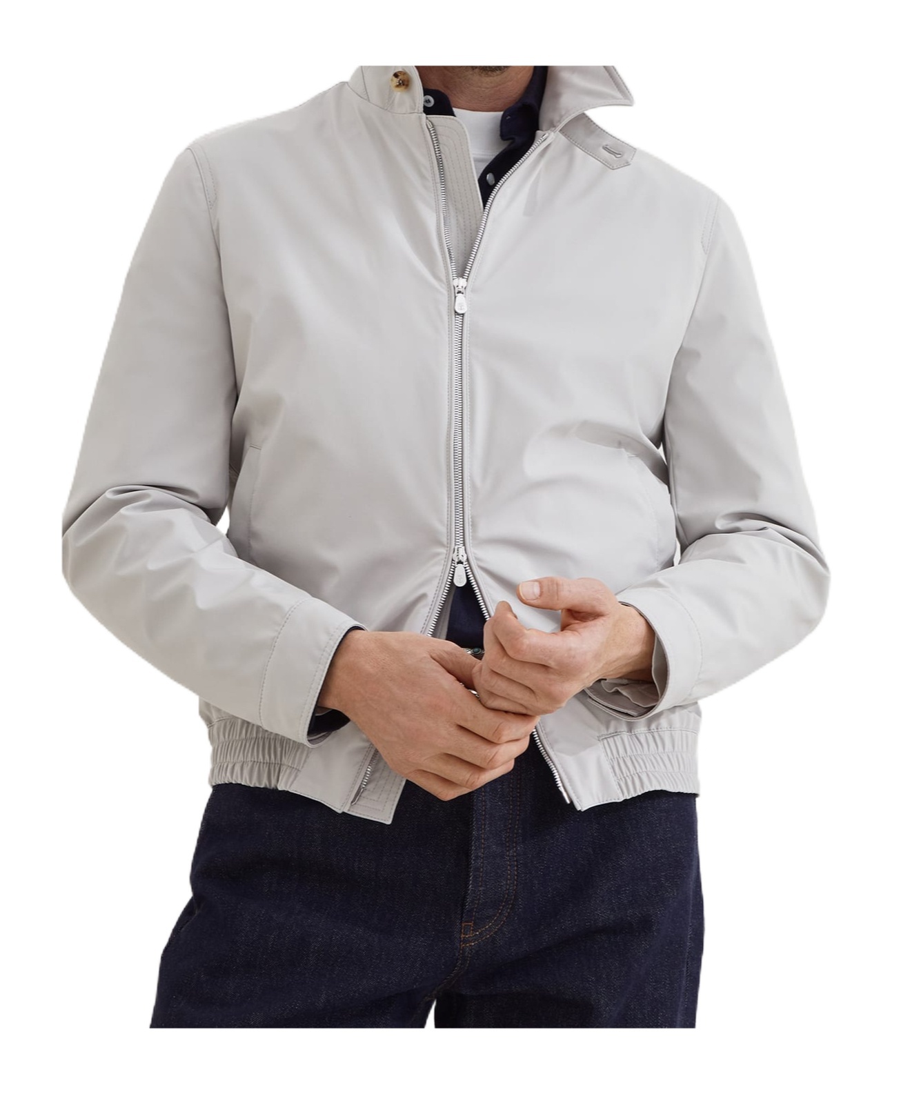 Brunello Cucinelli Zip-up Bomber Jacket In Gray