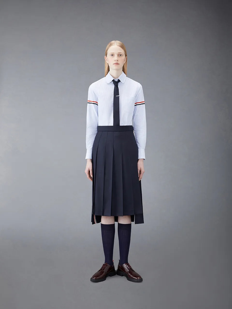 Thom Browne Grosgrain Armband Oxford Shirt In White