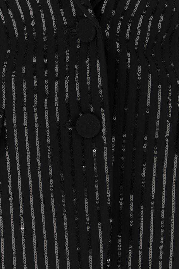 Michael Michael Kors Pinstripe Sequined Suit Coat In Black