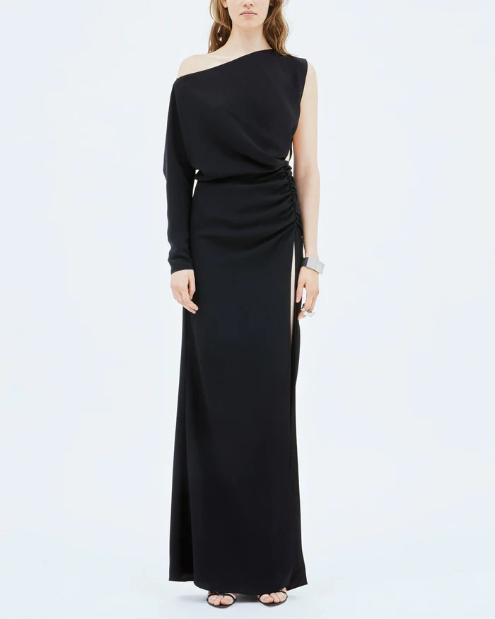 Red Valentino One-word Shoulder Asymmetrical Design Dress In Black