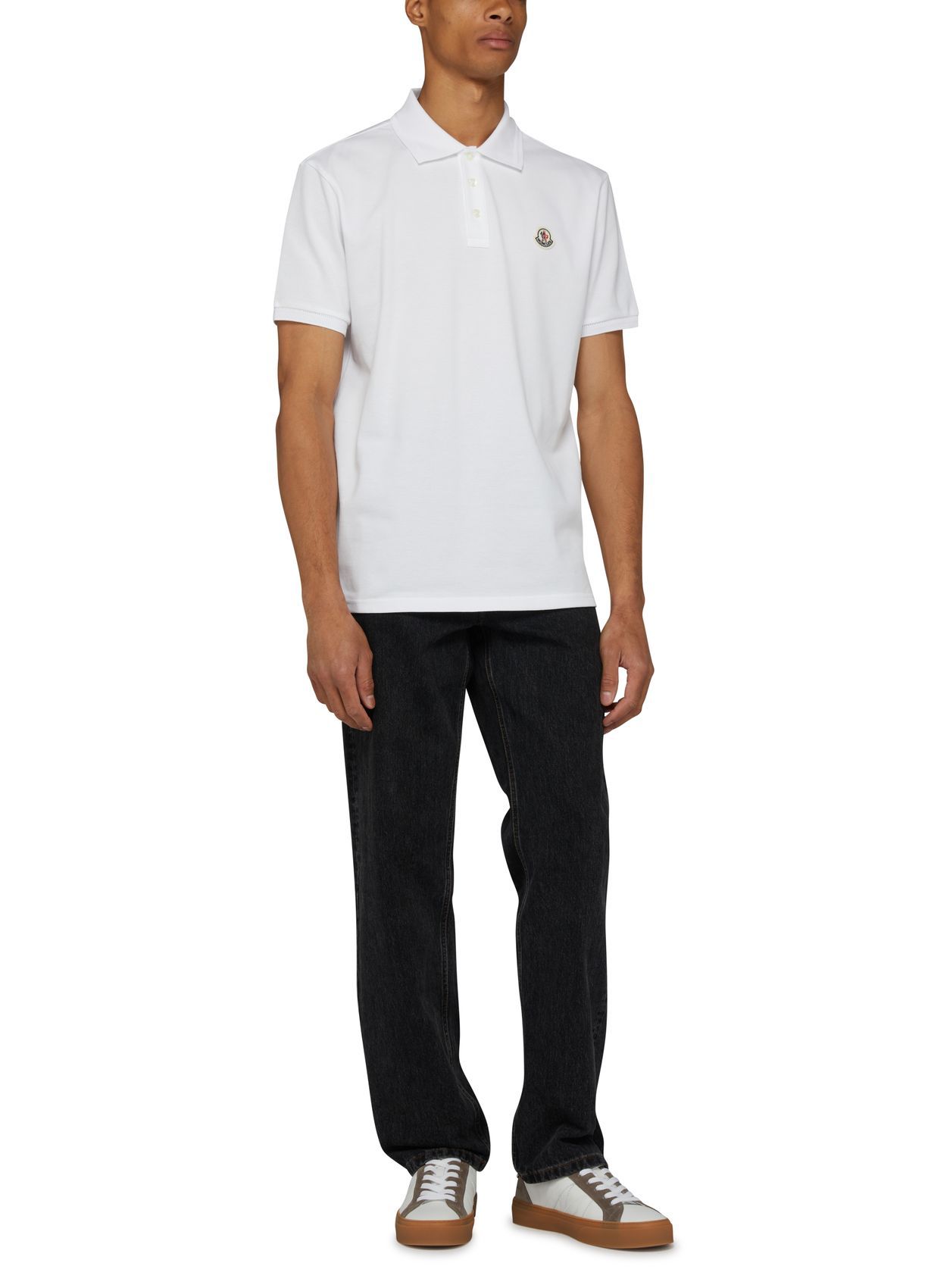 Shop Moncler Short-sleeved Polo Shirt In White