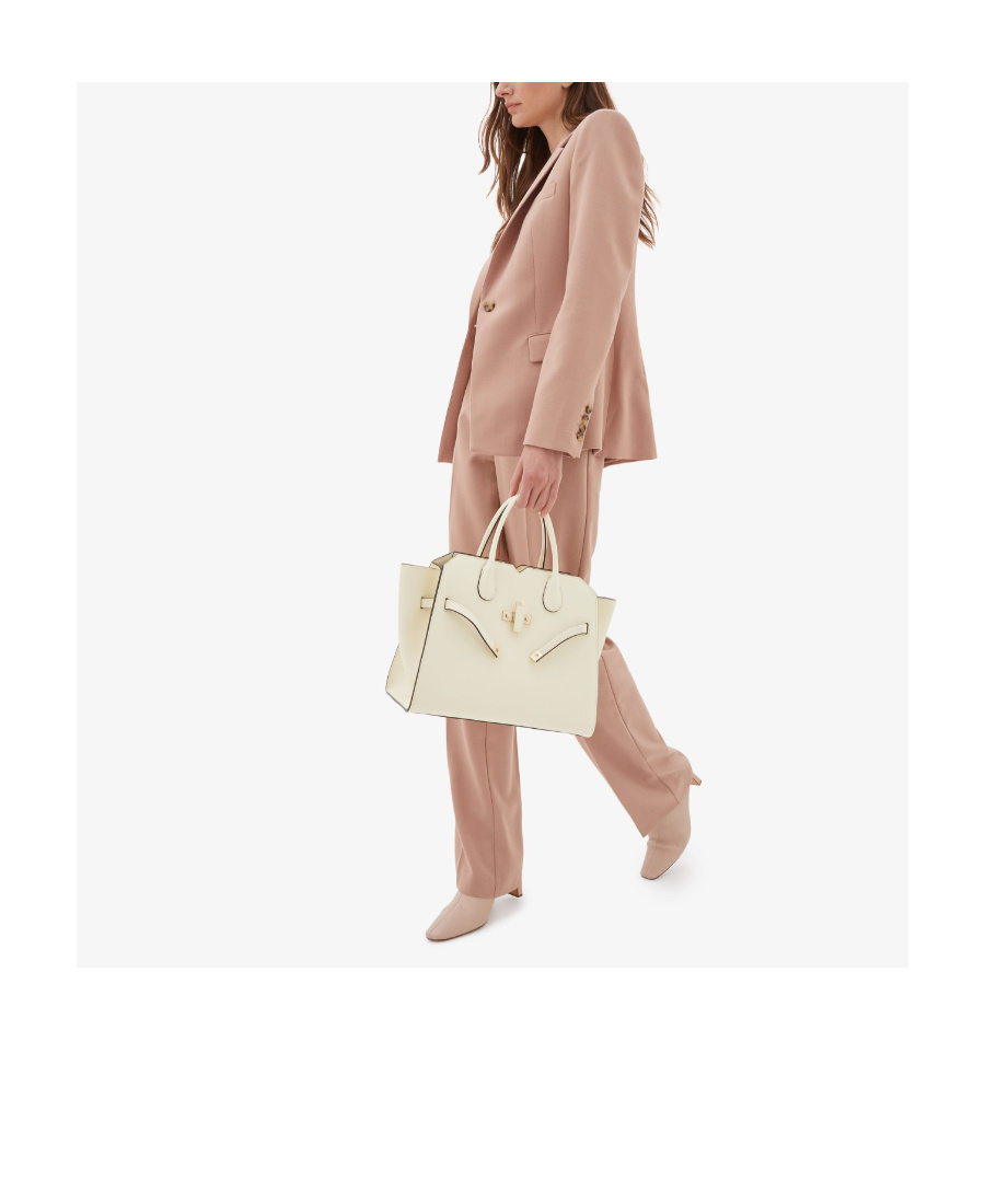 Valextra Medium Milano Leather Tote Bag In Nude