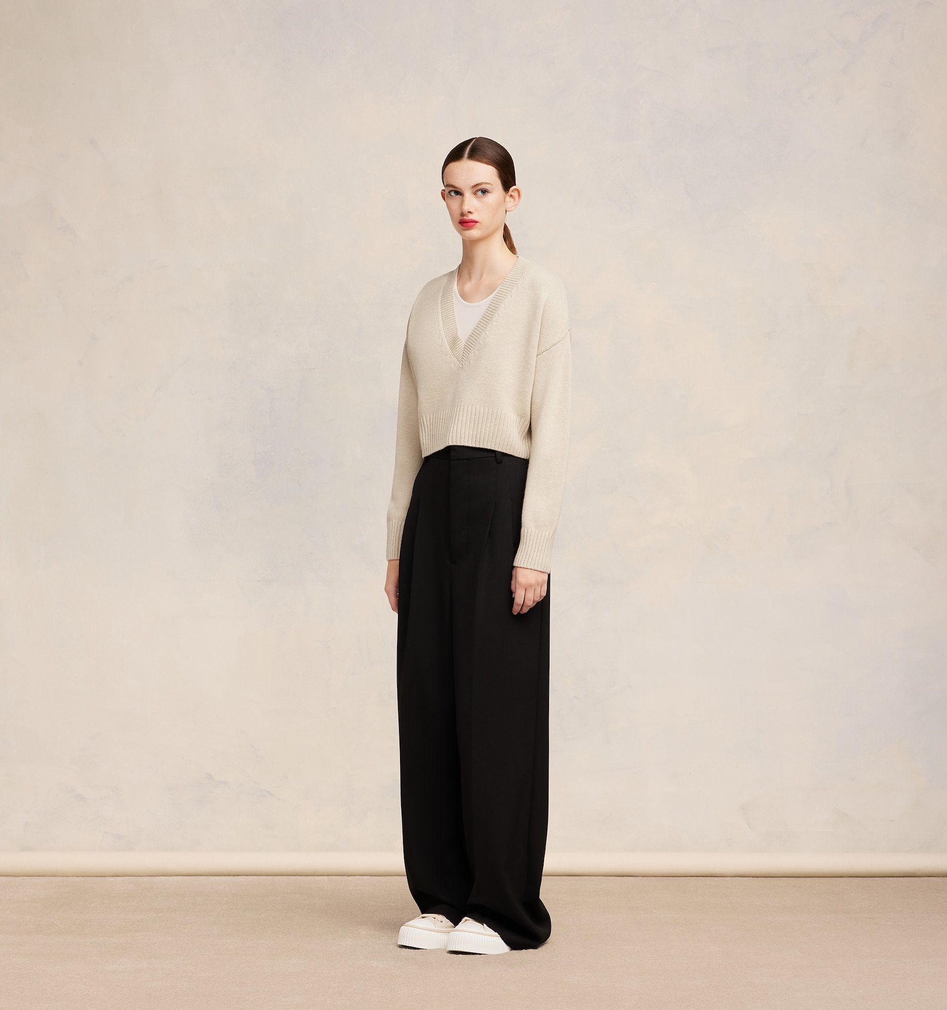 Ami Alexandre Mattiussi Ivory Wool Blend Sweater In Nude