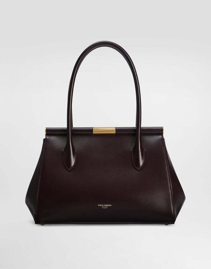Dolce & Gabbana Aubergine Leather Everyday Marlene Shoulder Bag In Brown