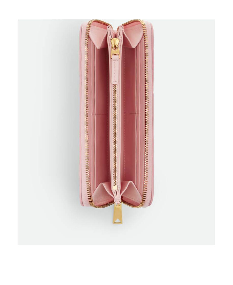 Bottega Veneta Intrecciato Zip Around Wallet In Pink