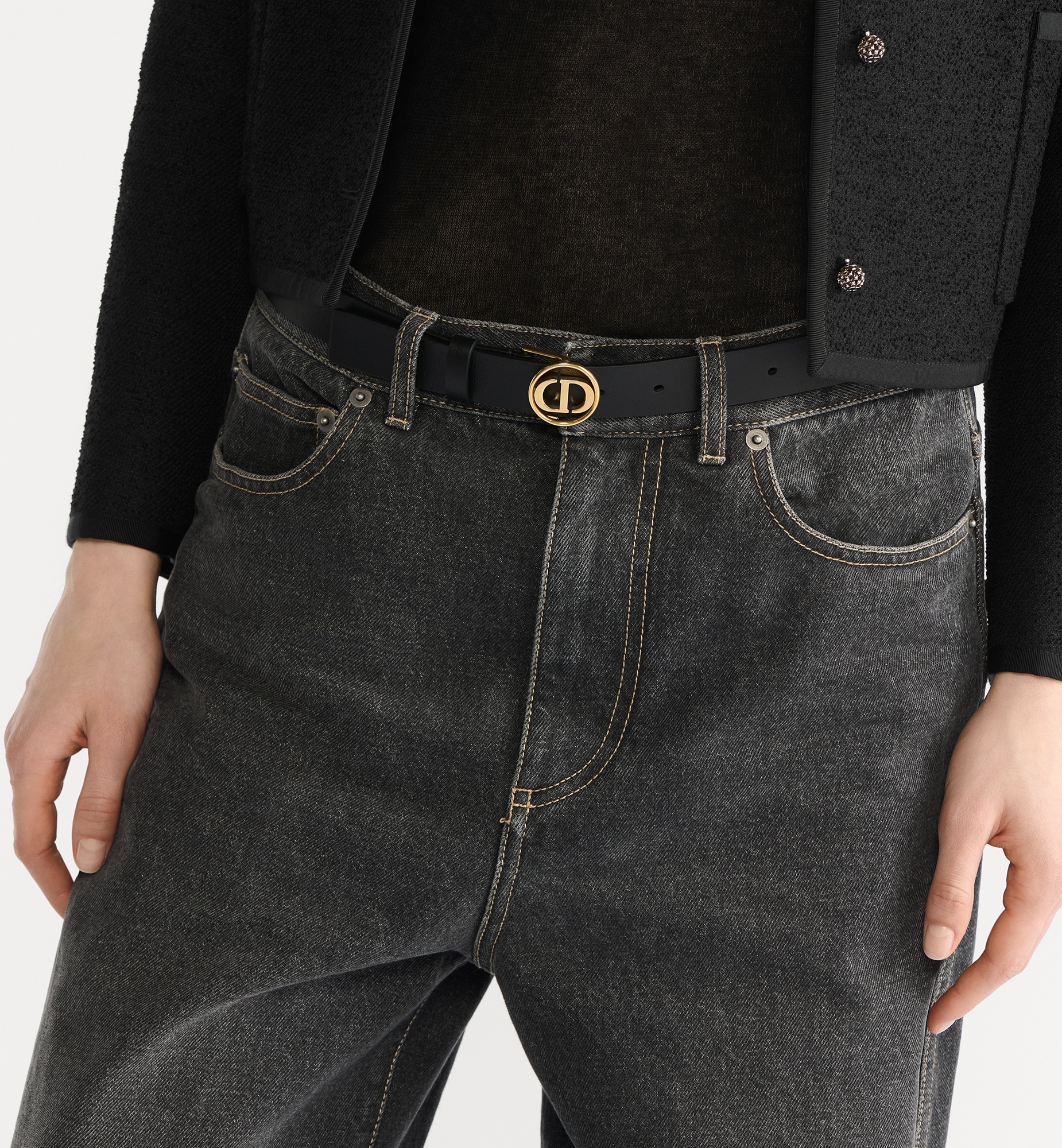 Dior 30 Montaigne Circled Belt In Black