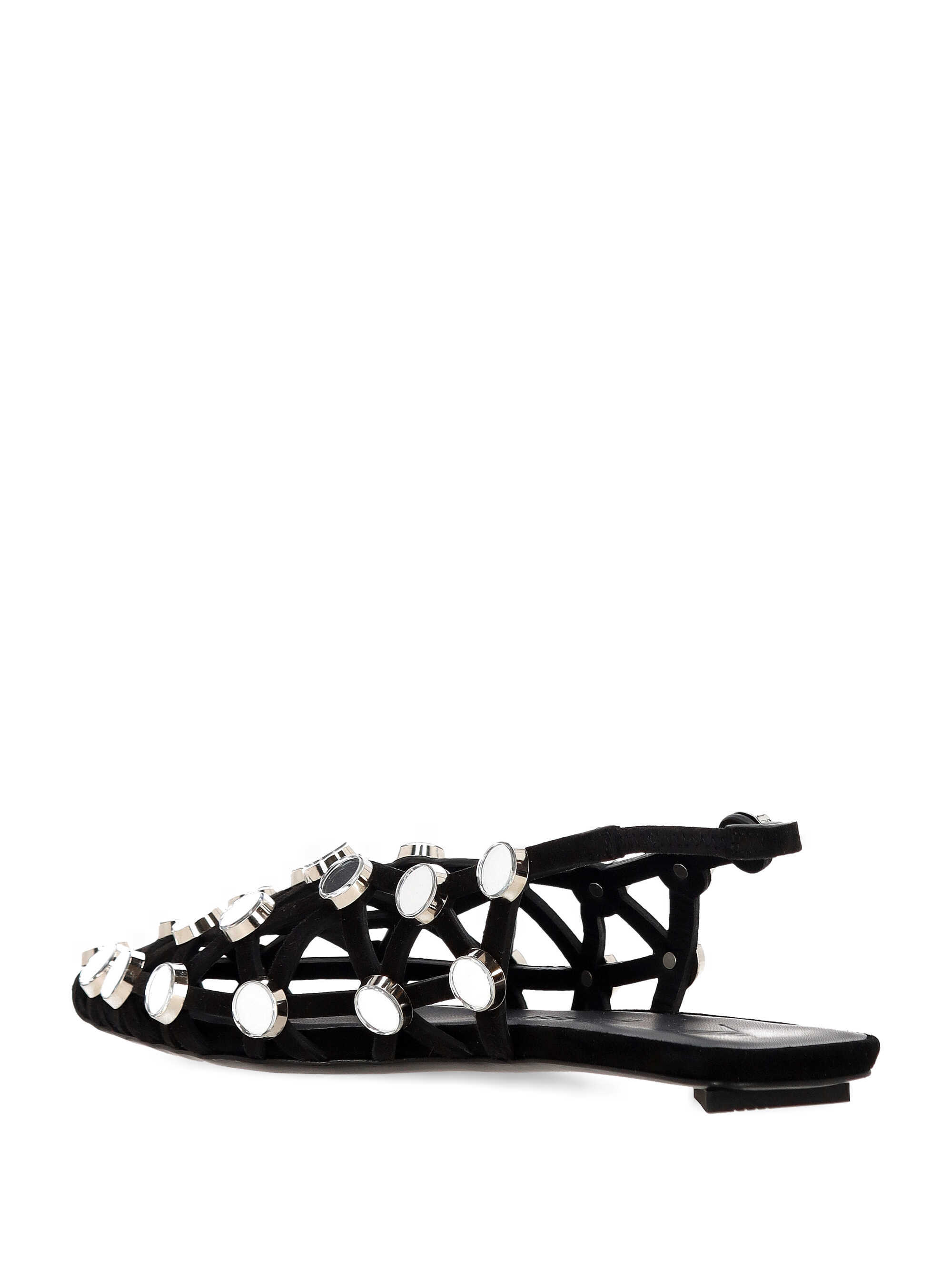 Attico Grid-embelished Suede Pointed-toe Flat Pumps In Black
