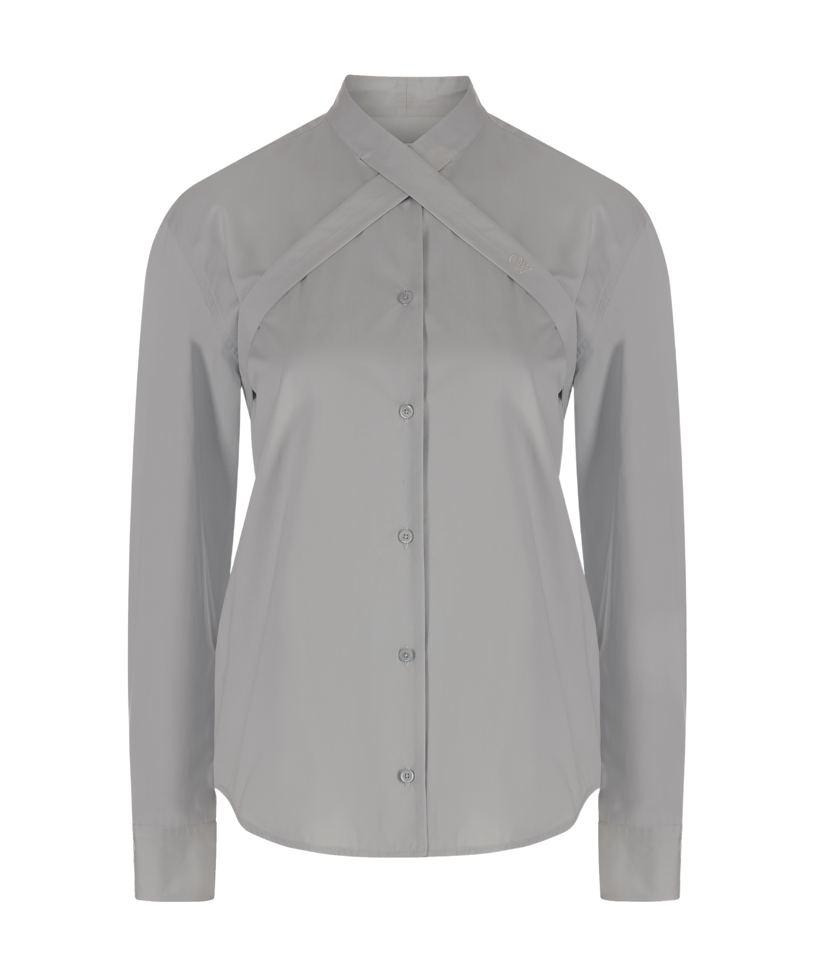 Off-white Cotton Shirt With Straps And Metal Buckle In Gray