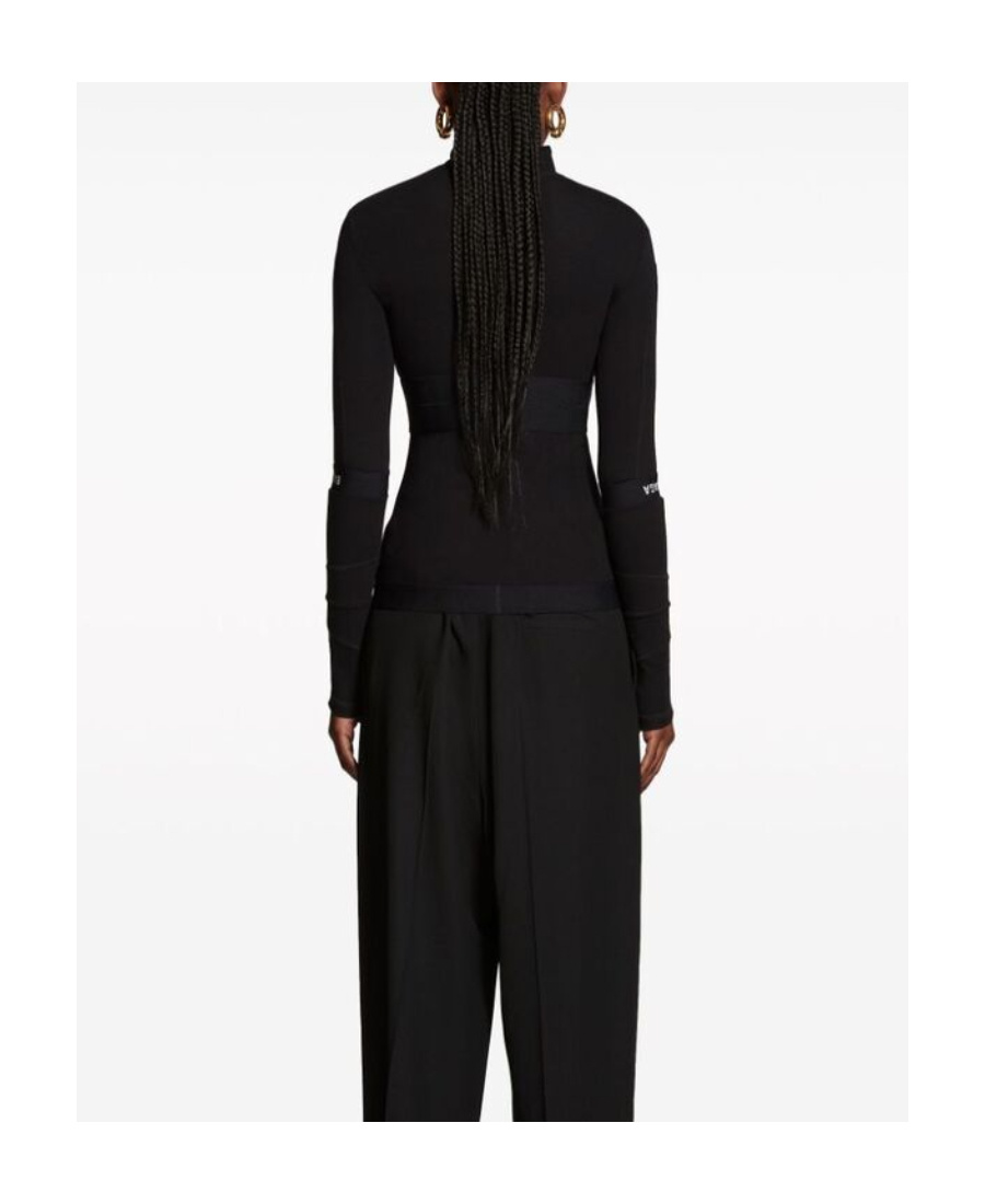 Balenciaga Brief Patchwork Long-sleeve Top In Black