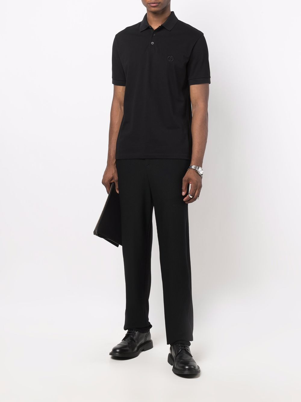 Giorgio Armani Classic Short-sleeve Polo Shirt In Black