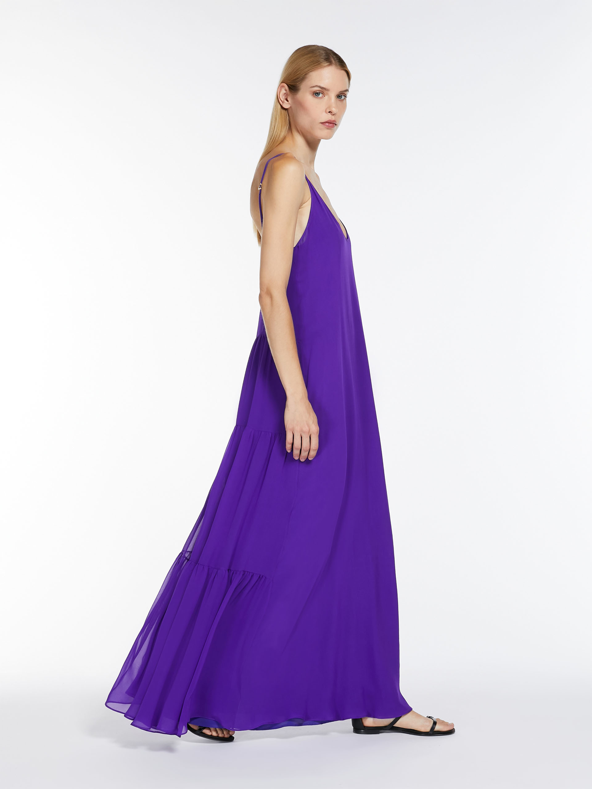 Max Mara Thin Shoulder Strap Dress In Purple