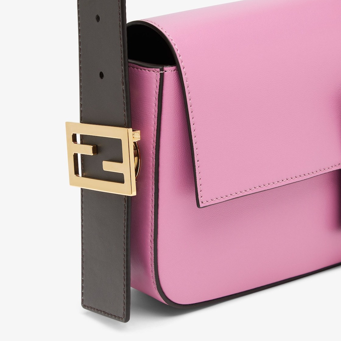 Shop Fendi Pink And Dark Brown Colour-block Leather Bag