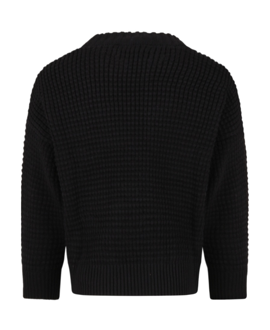 Mini Rodini Round Collar Long Sleeve Sweater In Black